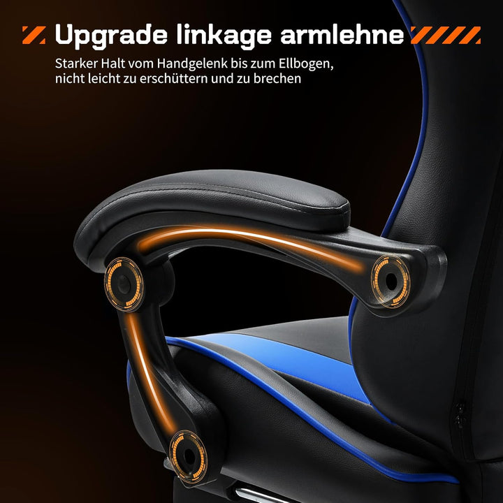 Sweetcrispy Gaming Stuhl,Ergonomischer Bürostuhl mit Fussstütze,Gamer PC Stühle mit Kopfstütze Lende