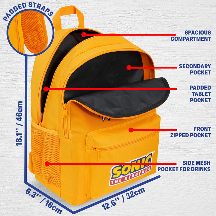 Get Trend Sonic The Hedgehog Rucksack Jungen, 46 x 32 x 16 cm, Verstellbarer Reisetasche für Schule