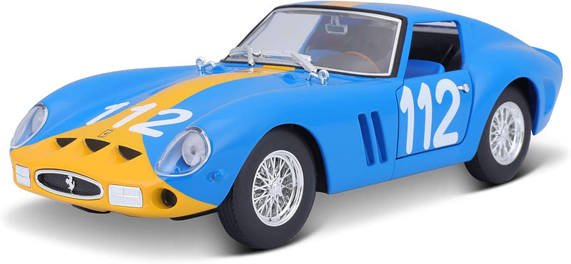 Bburago 18-26305 Ferrari 250 GTO Modellauto 1:24, Blau/Gelb