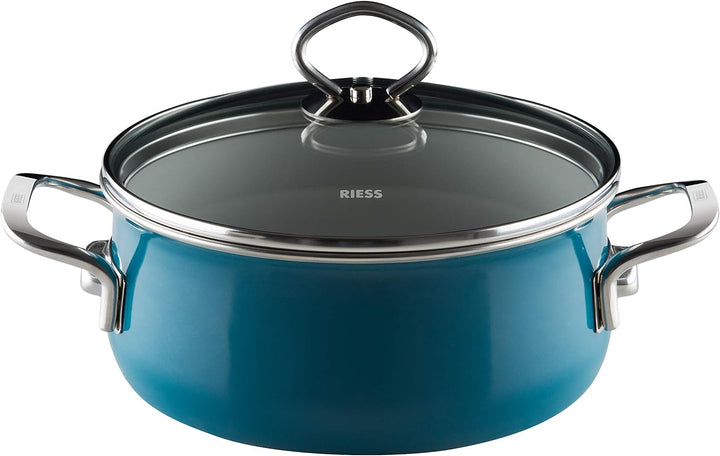 Riess, 0709-010, Kasserolle mit Glasdeckel, NOUVELLE-AQUAMARIN EXTRA STARK, Durchmessser 20 cm, Höhe