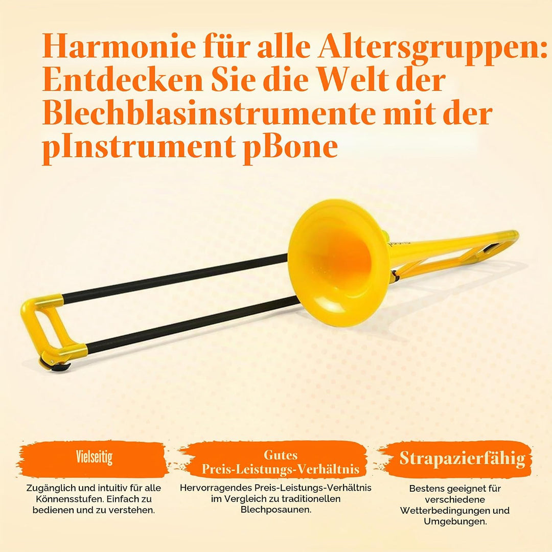 pBone Posaune, ABS-Kunststoff Posaune (Fiberglas Zugrohre, 8" Schallstück, 12,7 mm Bohrung, Kunststo