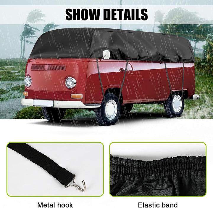 Autoabdeckung Ersatz für VW T2, Schwarz Halbgarage Wasserdicht | Sonnenfest Hälfte Autoabdeckung UV