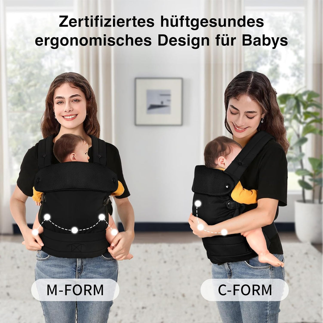 Babytrage für Neugeborene bis Kleinkinder, Ergonomische Bequeme und Leichte Tragetuch, Verstellbare
