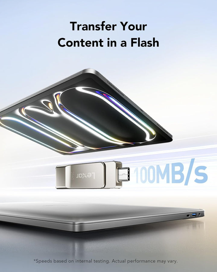 Lexar D40E 256 GB Dual Drive USB 3.2 Gen 1 Type-C Jump Drive, USB-C Flash Drive, Metallgehäuse, schw