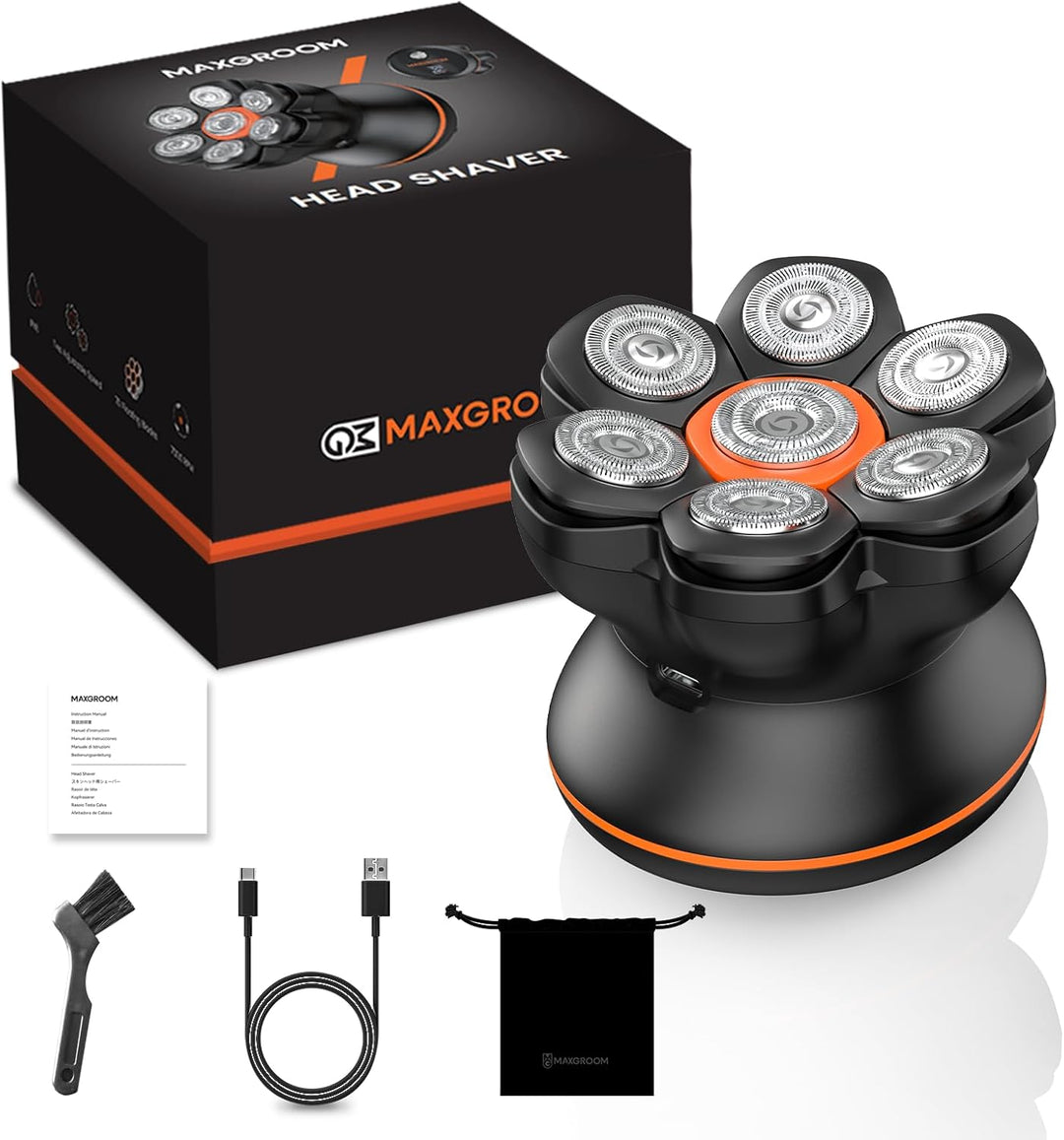 Maxgroom Glatzen Rasierer Herren, 7D Flexibler Glatzenrasierer, Wasserdichter Kopfrasierer Glatze mi