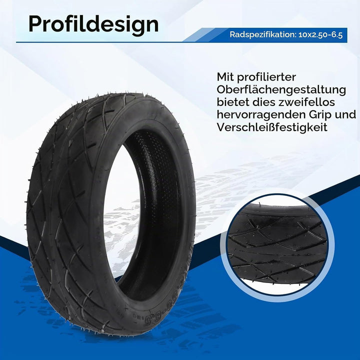 10 Zoll Tubeless Reifen, 10x2,50 6.5 Verdickung von Schlauchlosen -Reifen -Stossdämpfung elektrische