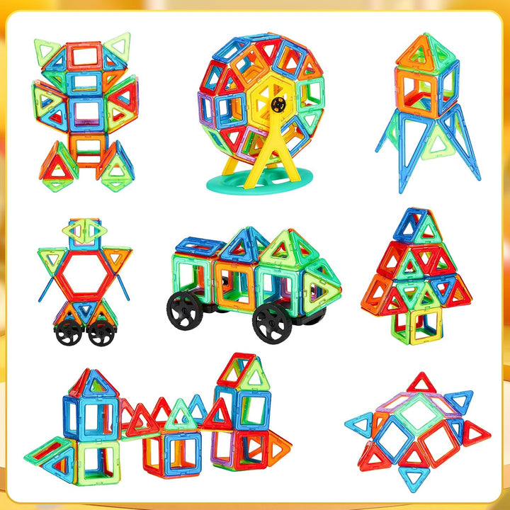 COOLJOYA Magnetische Bausteine 42 Teile | STEM Magnet Bausteine für Kinder | Magnet Montessori Spiel