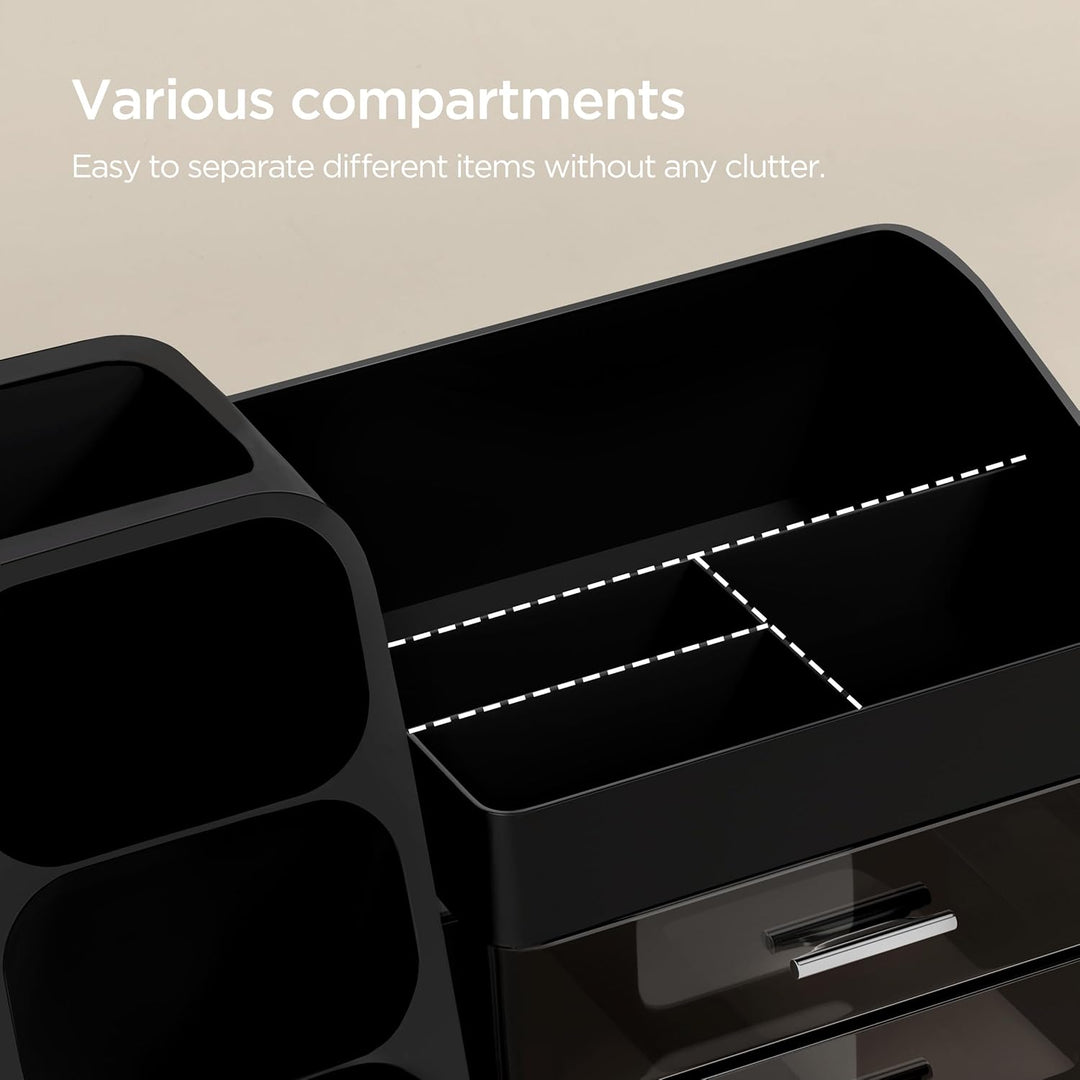 HBlife Makeup Kosmetik Organizer mit Schubladen, Pinsel Organizer, 3-in-1 Plastic Kosmetik Aufbewahr