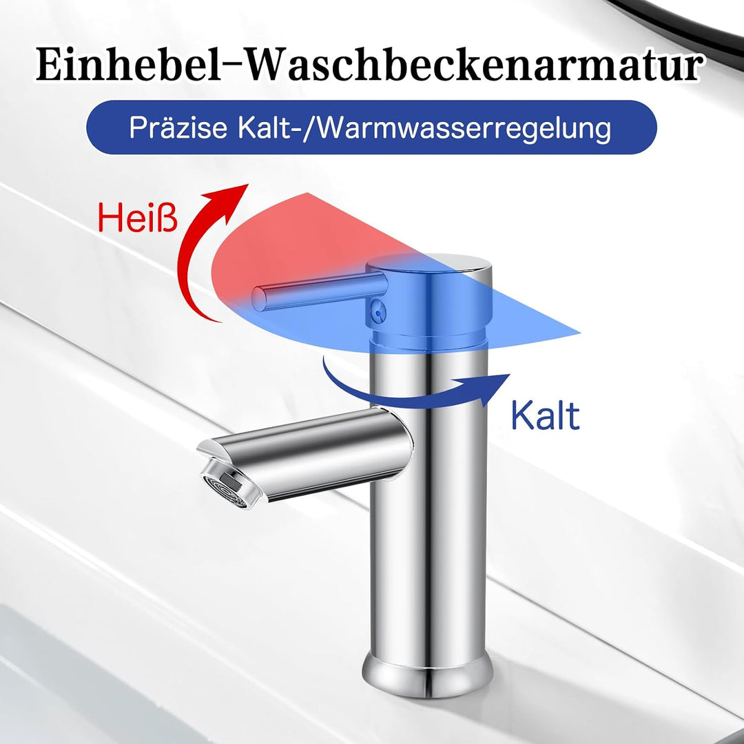 kisimixer Wasserhahn Bad Mischbatterie, Einhebelmischer Waschbecken Armaturen für Badezimmer, Modern