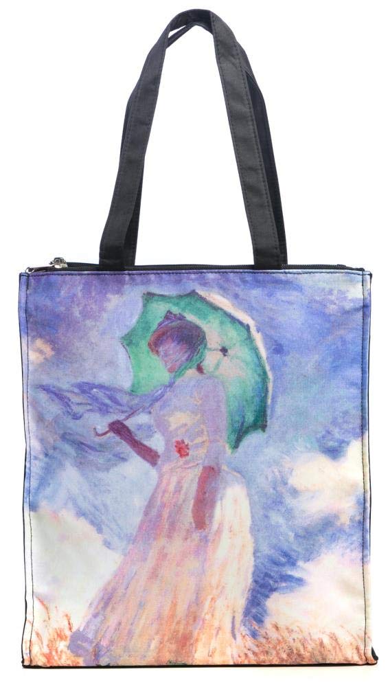 LUCKYWEATHER Shopper Einkaufstasche Twin Double Bag Damen Motiv Monet FRAU MIT SONNENSCHIRM