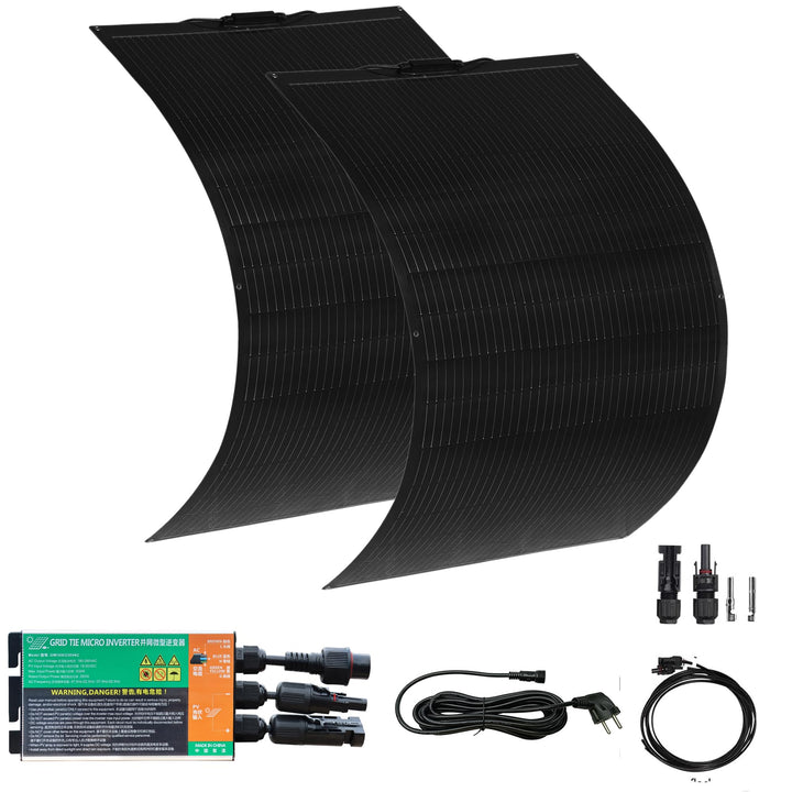 Solarpanel Flexibel 300w Balkonkraftwerk für Steckdose, 2x150W Flexibles Solarpanel mit 230V 300Watt