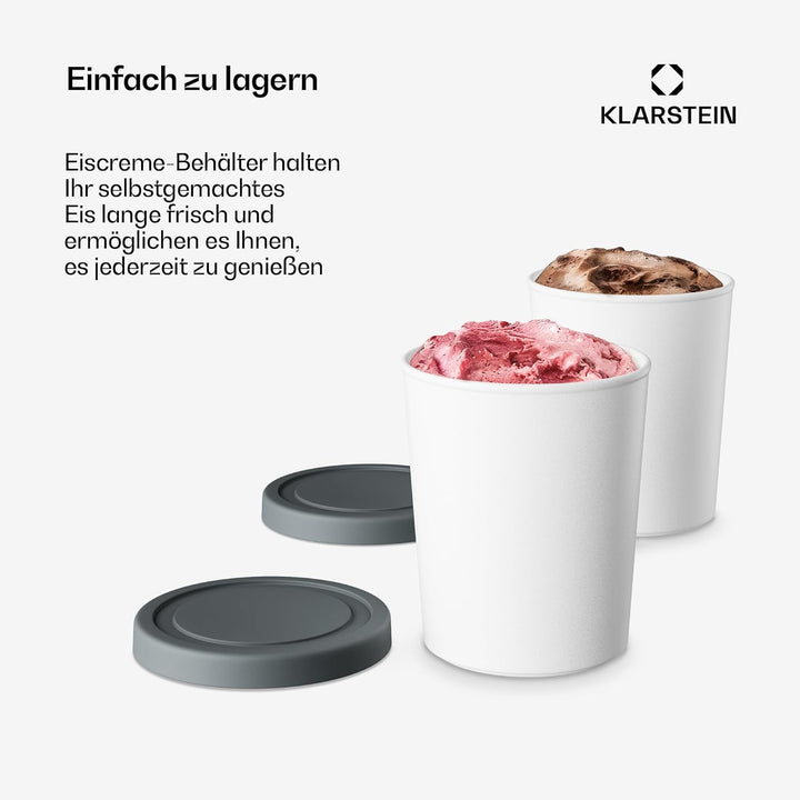 Klarstein Eisbehälter Für Speiseeis – 4x 180ml, Mit Deckel, Spülmaschinenfest, Kunststoff, Für Selbs