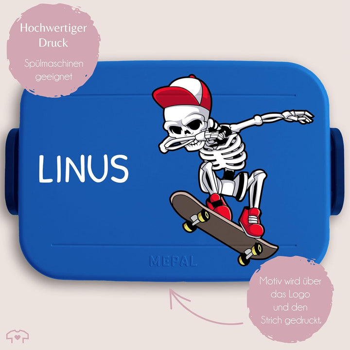Kinder Bento Box Midi Lunchbox für Mepal Bentobox - Dabbing Skelett Skateboard | Dab Skelett Skater