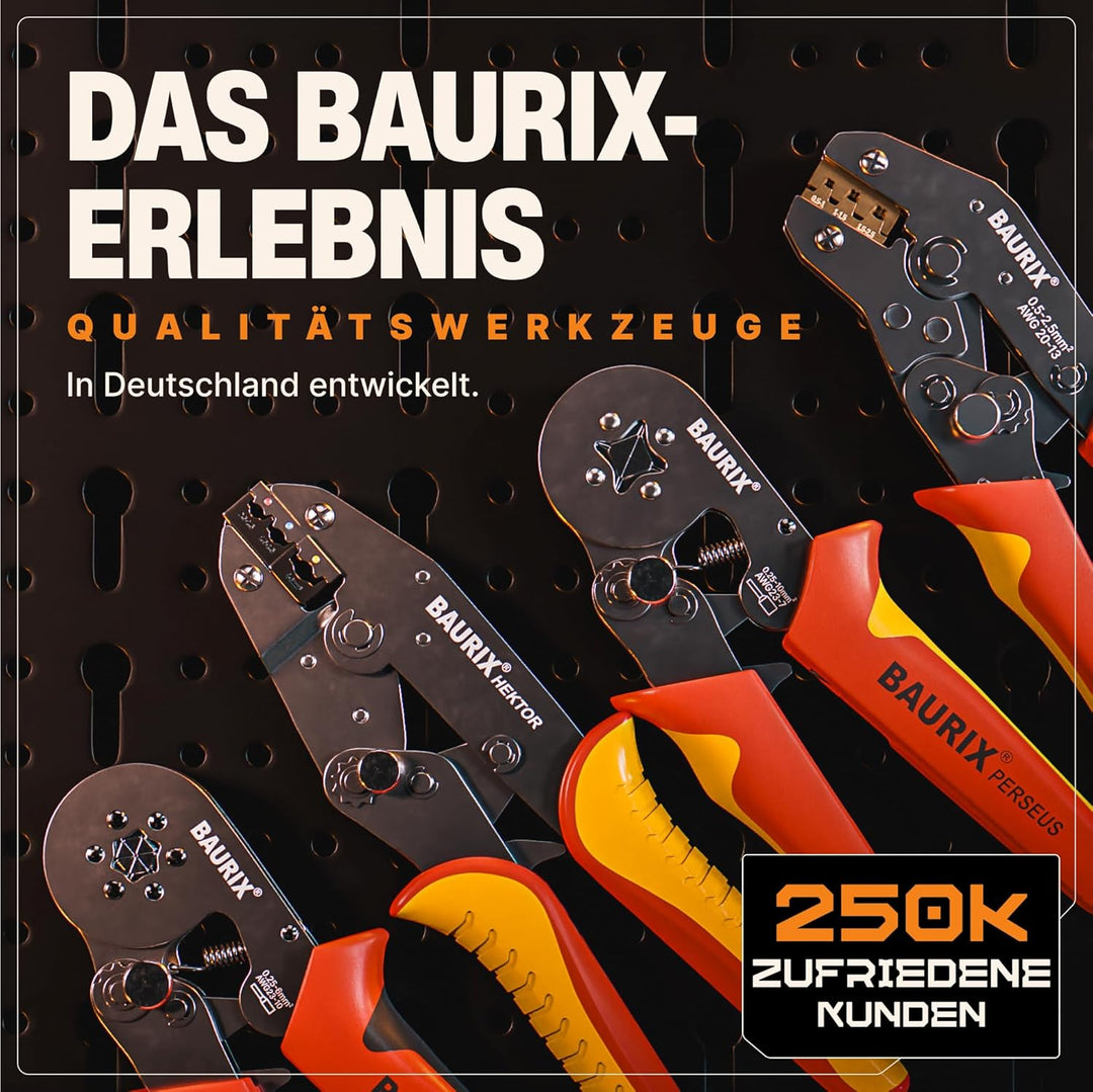 BAURIX® Crimpzange Set – PERSEUS Aderendhülsenzange mit 1800 Aderendhülsen, HEKTOR Kabelschuh Zange