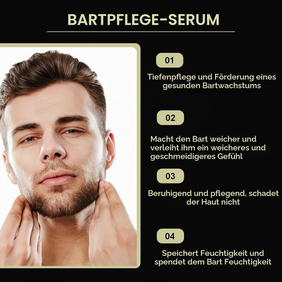 Bartwuchs Kit, 2 Stück Bartwuchs Serum Öl mit 2 Bartroller, Bartwachstums Öl, Bartwuchs Kit, Bartwac