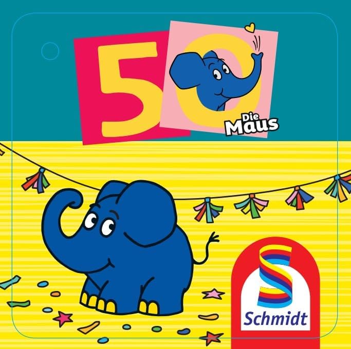 Schmidt Spiele 42286 Die Maus, Elefant, 50. Geburtstag, 17 cm Plüschfigur