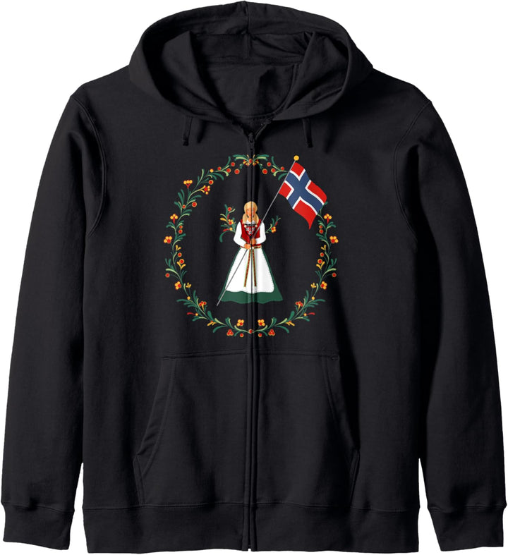 Bunad Norwegen Mädchen Kostüm Rosemaling Norweger Kapuzenjacke