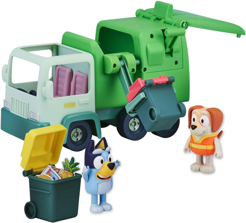 BlueY Müllwagen-Spielset mit Zwei 6,3–7,6 cm grossen Offiziellen Actionfiguren zum Sammeln, Müllmann