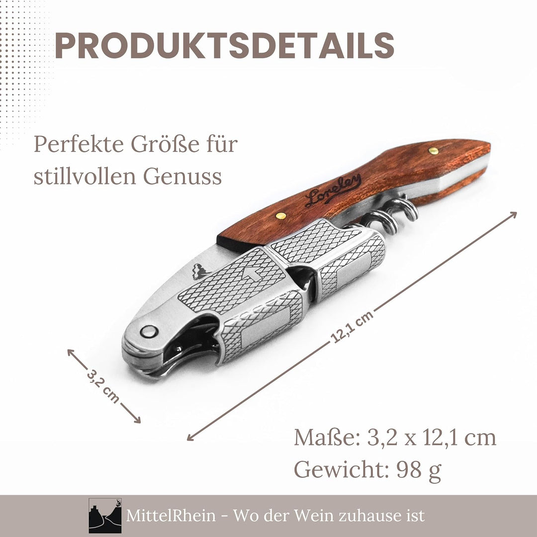 LORELEY® MITTELRHEIN Germany Premium Kellnermesser | Korkenzieher | Weinöffner | Flaschenöffner aus