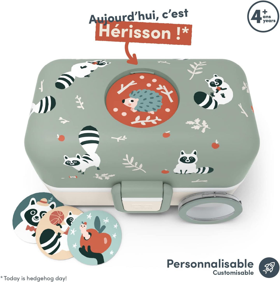 monbento - Kinder Lunchbox MB Tresor Raccoon - Waschbär - Bento Box mit 3 Fächern - Ideal für Mittag