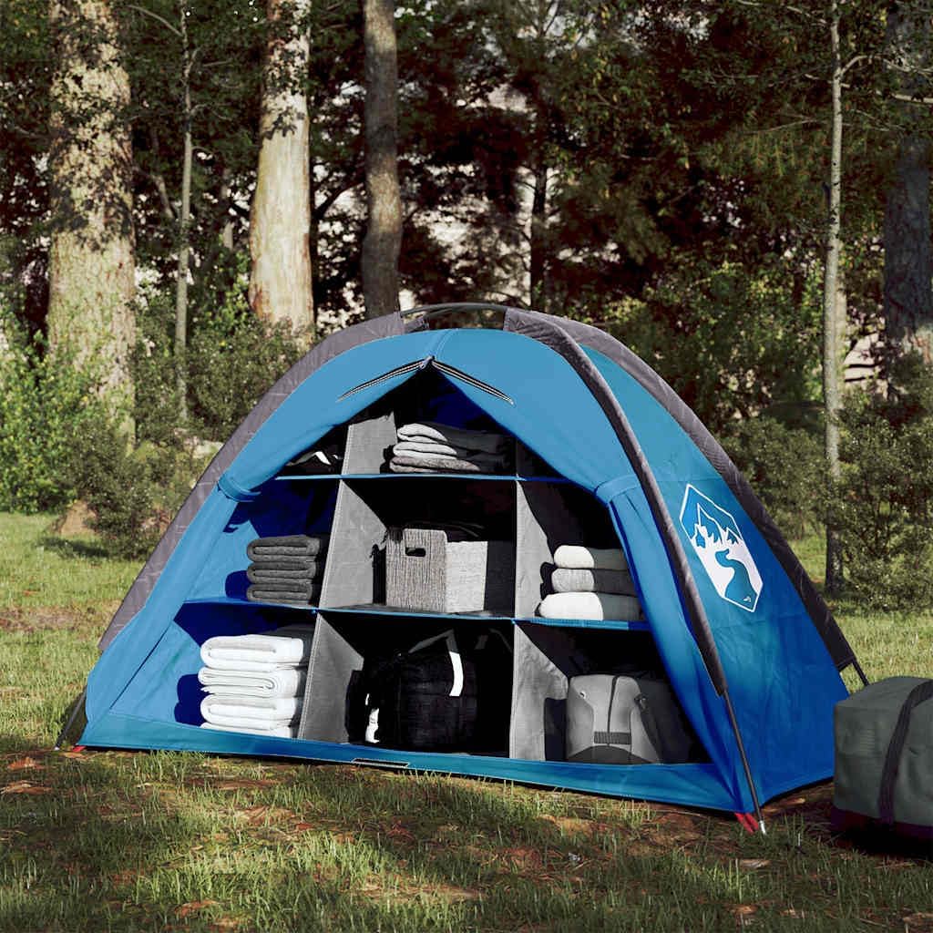 vidaXL Lagerzelt 9 Fächer Gartenzelt Unterstand Campingzelt Zelt 185T TAFT Blau, Blau