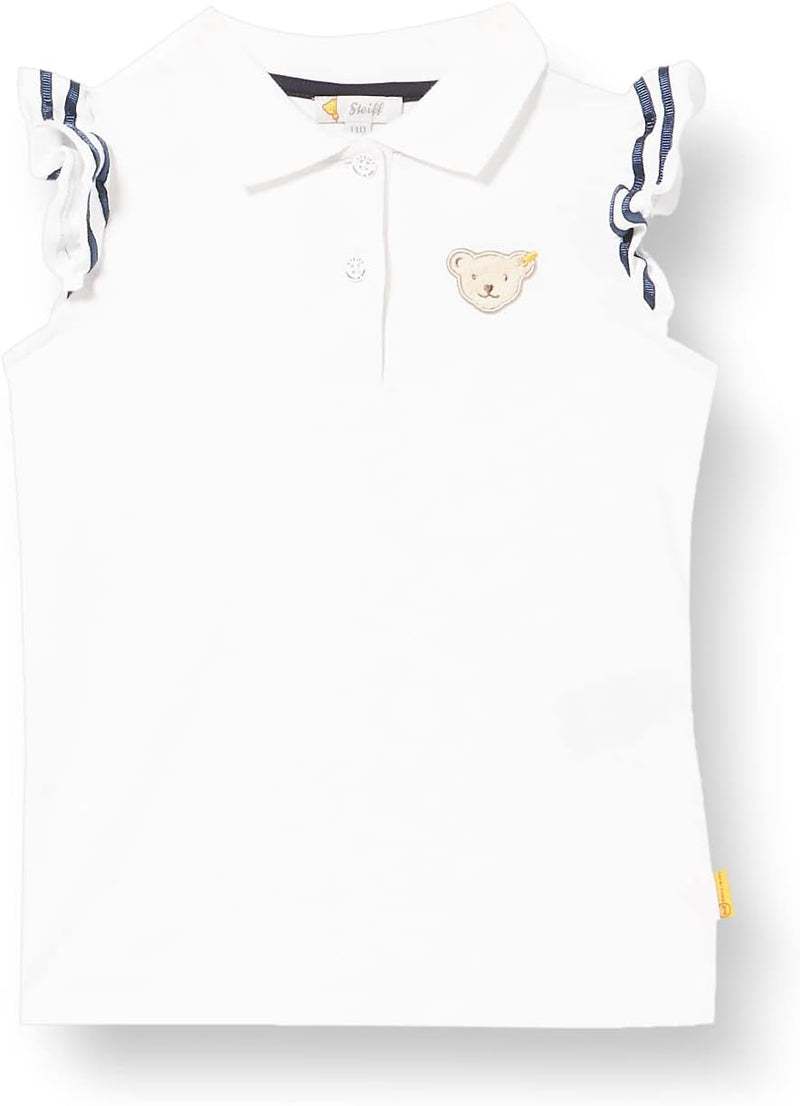 Steiff Mädchen Poloshirt Kurzarm Polohemd 80 Bright White, 80 Bright White