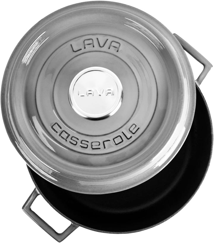 Lava Premium Serie - Allzwecktopf aus Gusseisen, rund, 24 cm, Majolic Grau Ø 24cm Gray, Ø 24cm Gray