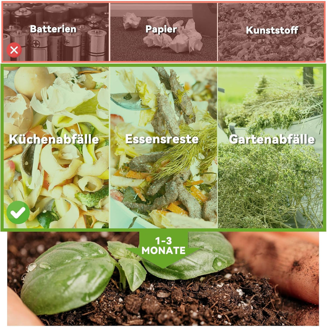 Outsunny Komposter 130 Liter, 67 x 60 x 77cm 360° Drehbar Schnellkomposter mit 24 Lüftungslöcher, Th