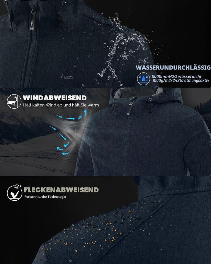 33,000ft Jacke Herren Wasserdichte Atmungsaktiv Softshelljacke - Übergangsjacke Winddichte Regenjack