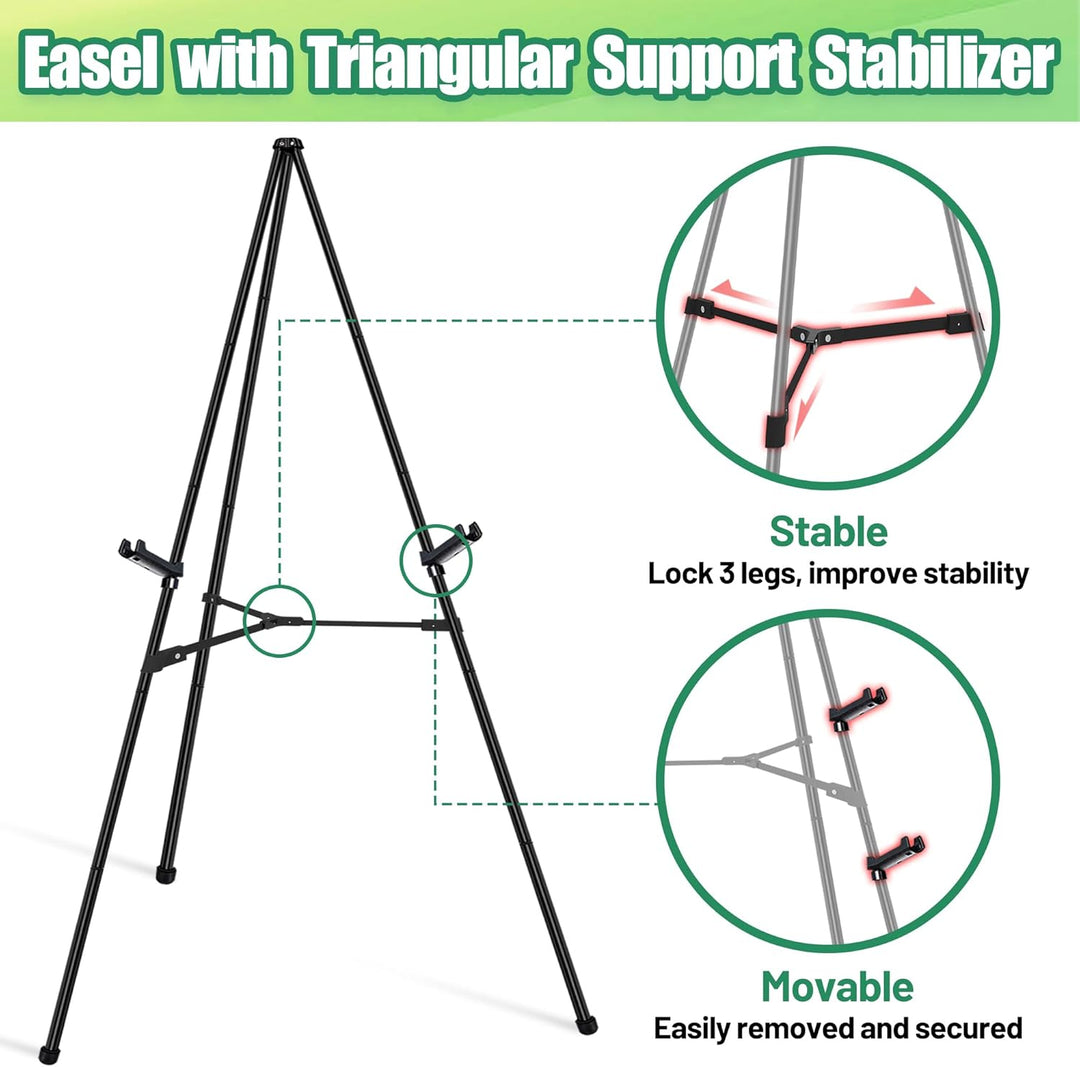 Staffelei – Faltbare Metall Staffelei, Verstellbare Bodenstaffelei mit Sofort Stativ – Leinwandständ