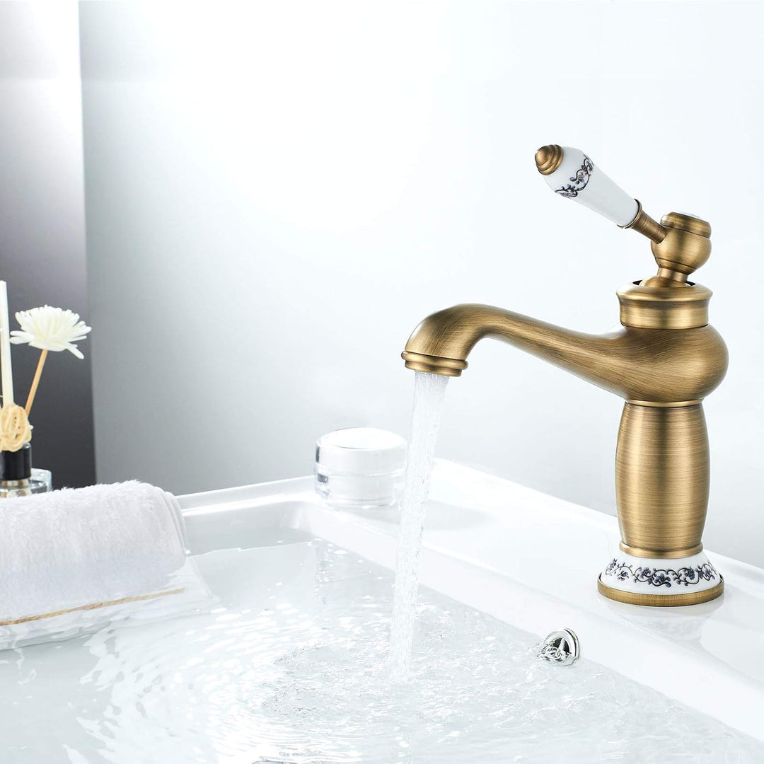 Namuoto Wasserhahn Retro Bronze, Waschtischarmatur für Bad Waschbecken Armatur Einhebelmischer Wasch