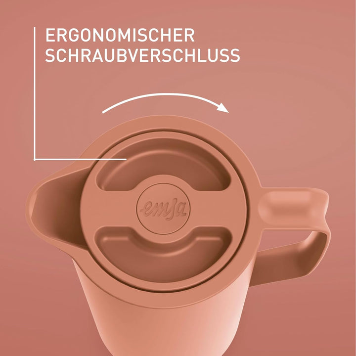 Emsa N41709 Motiva Isolierkanne | 1 Liter | Quick-Press-Verschluss | 12h heiss, 24h kalt | Glaskolbe