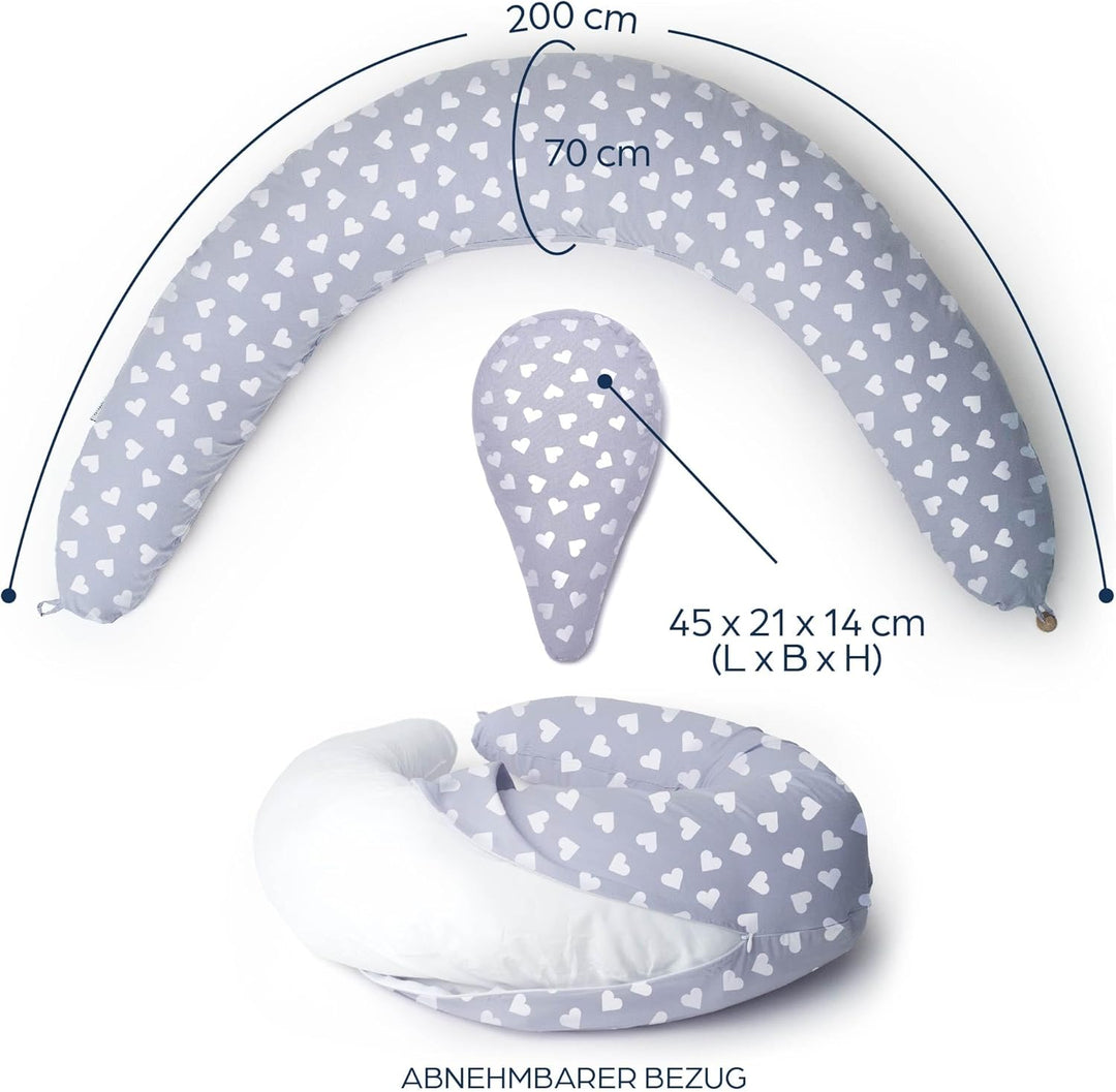 Niimo 2-in-1 Stillkissen XXL - Schwangerschaftskissen Seitenschläferkissen mit Bezug, Komfortkissen