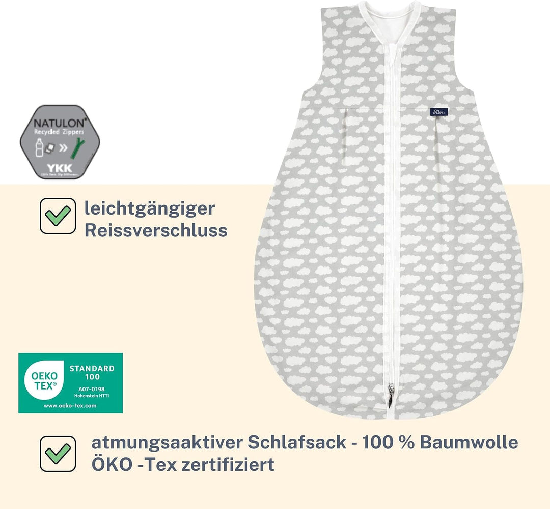 Alvi Schlafsack Baby Mäxchen light I leichter Babyschlafsack ärmellos I Sommerschlafsack Baby, Junge