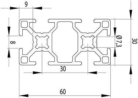 Aluminiumprofil 30x60L B-Typ Nut 8 (leicht), silber eloxiert. Aluminium Profil 30x60 Alu Profil 30 x