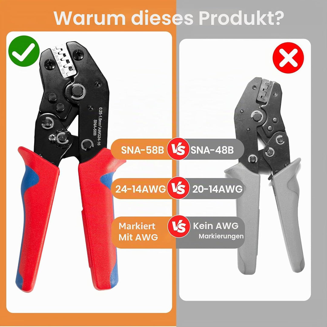 Draht Crimpzange mit Ratsche, Amliber Ratsche Wire Crimper Tool für offene Zylinderklemmenverbinder,