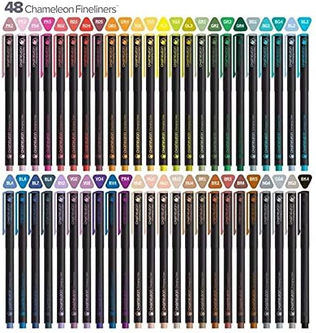 Chameleon Fineliners Brillantfarben – 48 Stück Glänzend, Glänzend