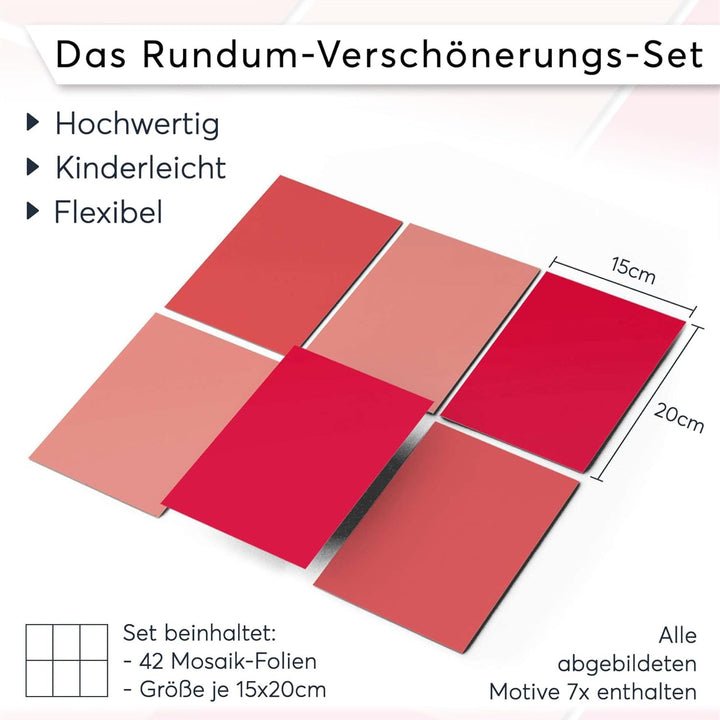 CREATISTO Mosaik-Fliesen Fliesensticker Fliesenfolie - Klebefolie Aufkleber für Fliesen I Klebeflies