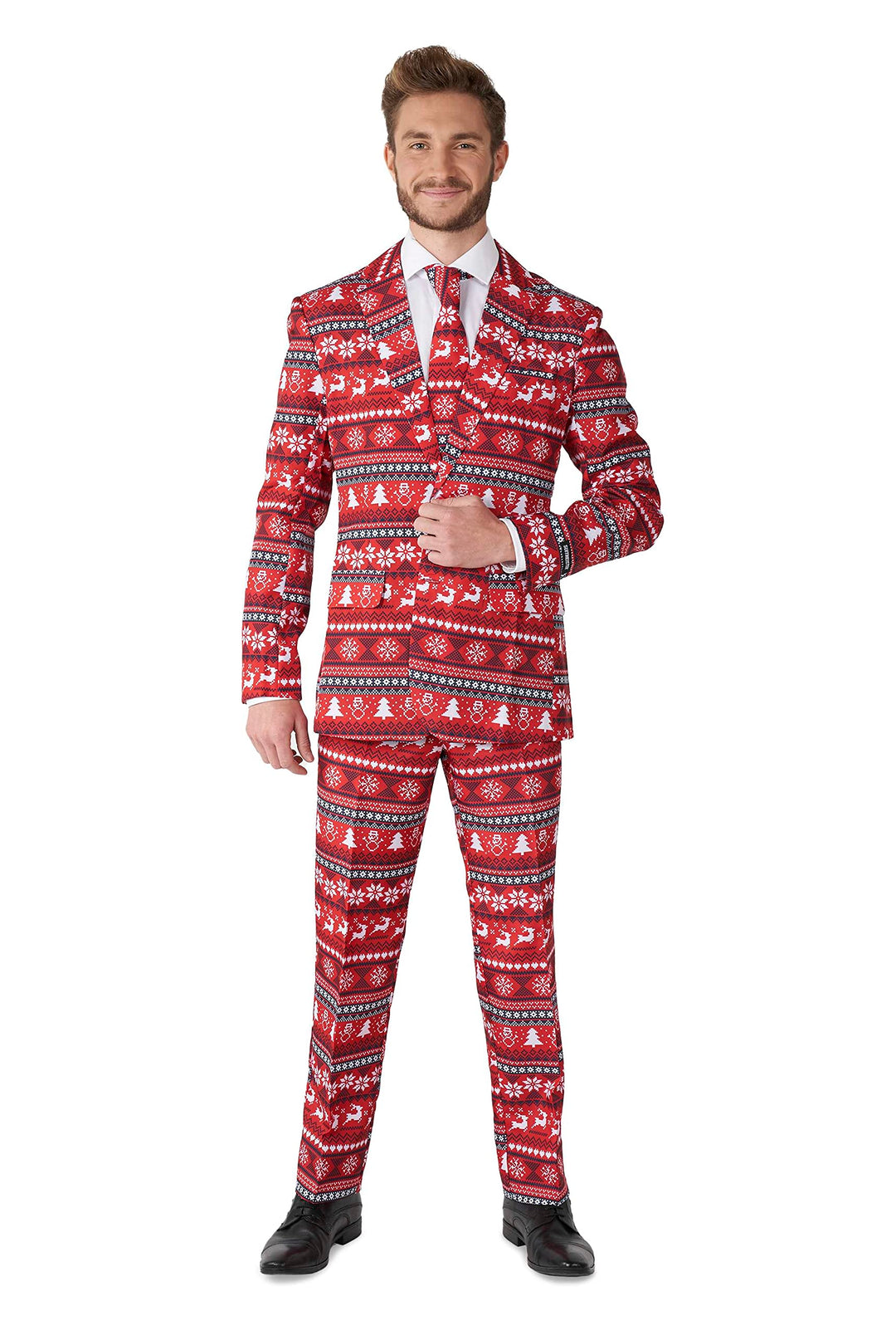 Suitmeister Herren-Weihnachtsanzug - Festlicher Hässlicher Weihnachten-Feiertags-Druck - Inklusive B