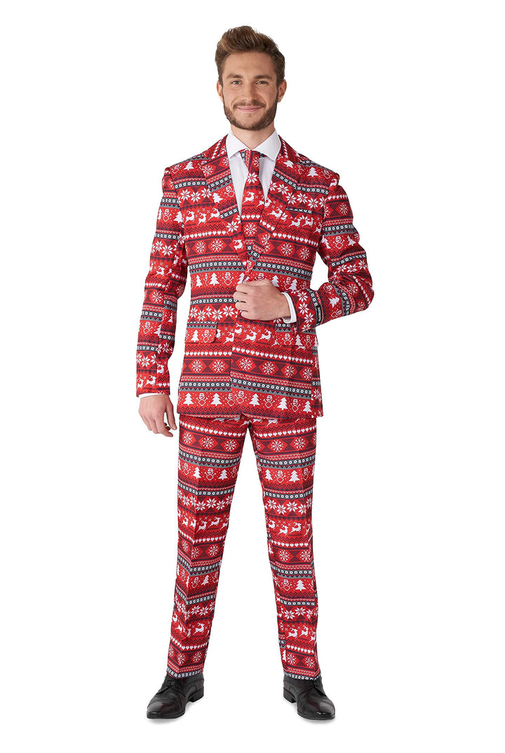 Suitmeister Herren-Weihnachtsanzug - Festlicher Hässlicher Weihnachten-Feiertags-Druck - Inklusive B