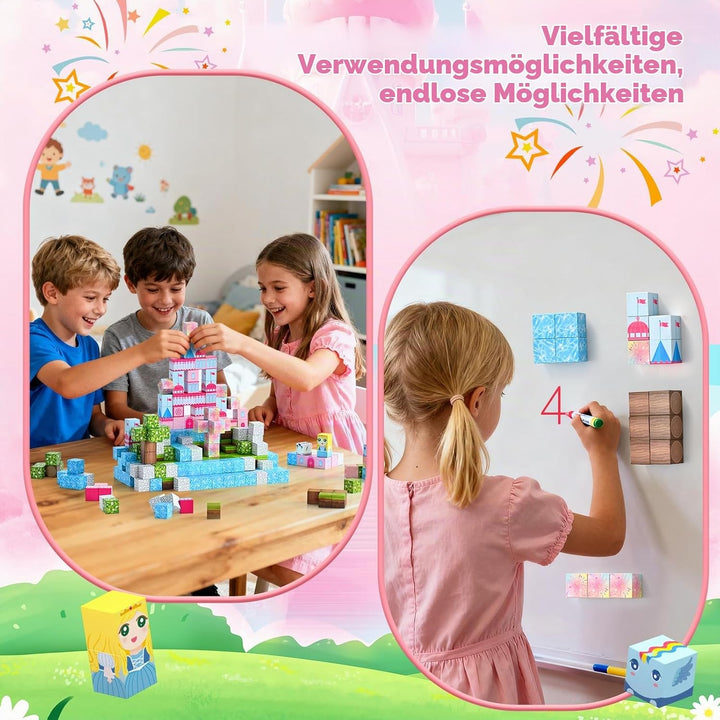 HOPFROG 200 Teile Magnetische Bausteine, Magnetic Blocks, Magnetbausteine Spielzeug für Kinder ab 3