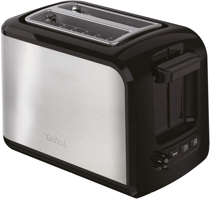 Tefal Express TT410D 2-Scheiben-Toaster, Schwarz, Edelstahl, 2 Scheiben, 850 W, 160 mm &amp; Ultracompac