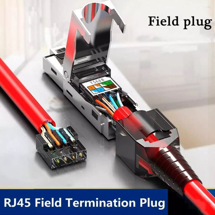 8 Stück Netzwerkstecker Cat 7 werkzeuglos CAT7 CAT7A RJ45 LAN UTP Kabel Stecker Grau ohne Werkzeug w