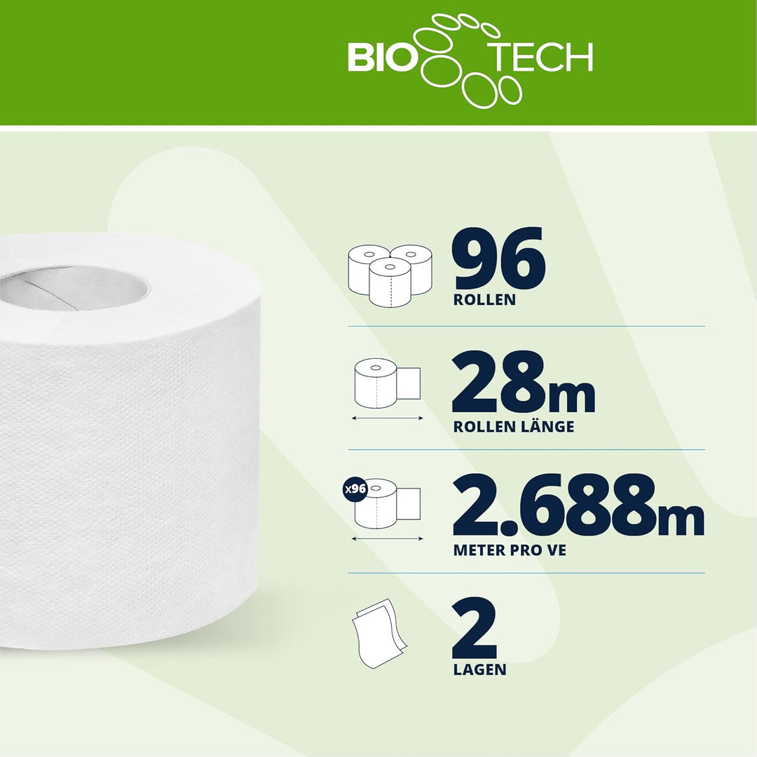 Papernet Bio Tech - Toilettenpapier (409040), 24 4er-Packungen reiner Papierrollen, Länge je 27,5 m,