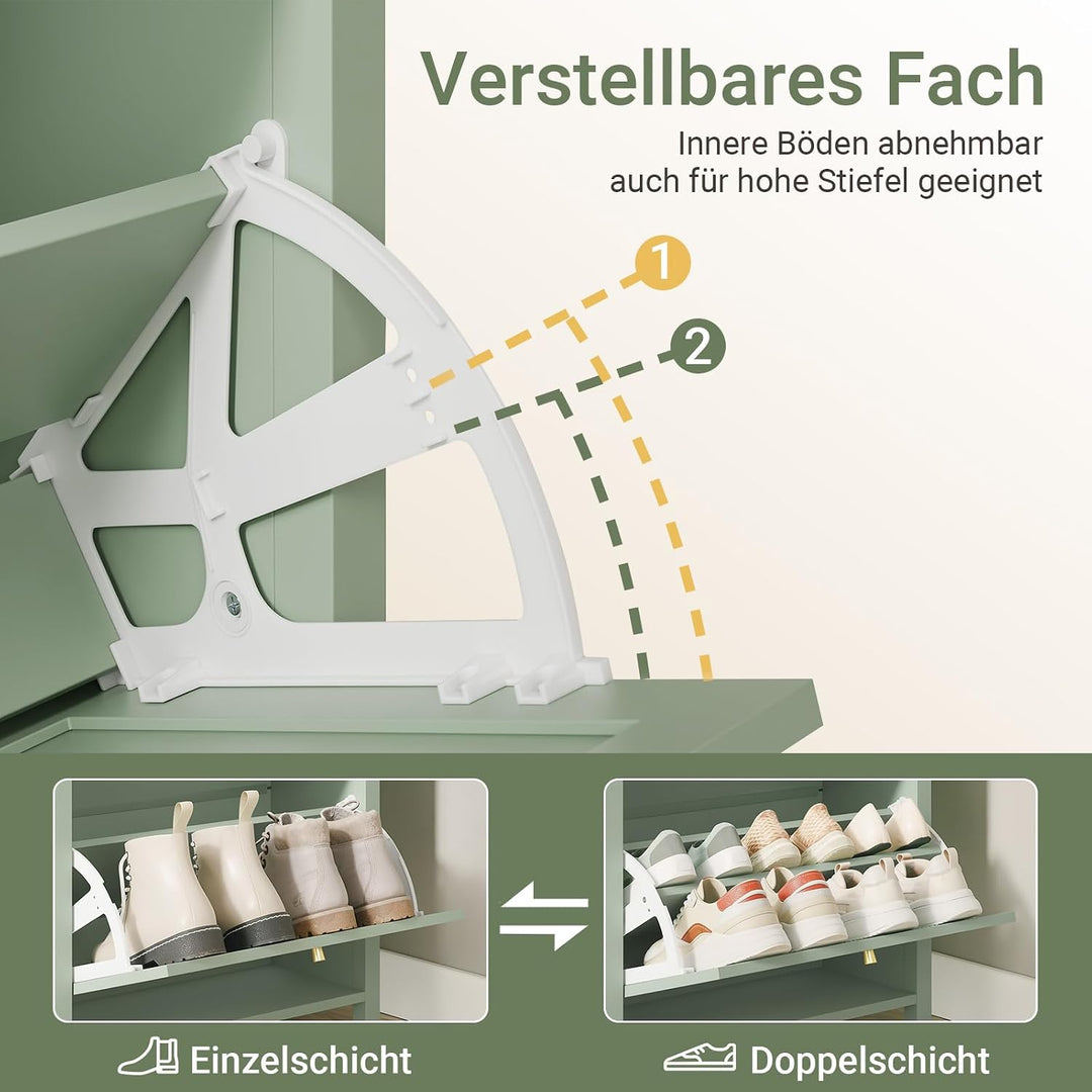 SoBuy Schuhschrank Schmal - 2 Türen 1 Schublade 62x25x97cm Flur | Schuhkipper Aus MDF Mit Rattan-Tür