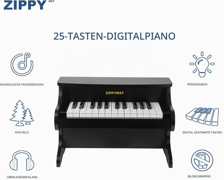 ZIPPY MAT Kinder Klavier Tastatur, 25 Tasten Digitalpiano für Kinder, Mini Musik Lerninstrument Spie