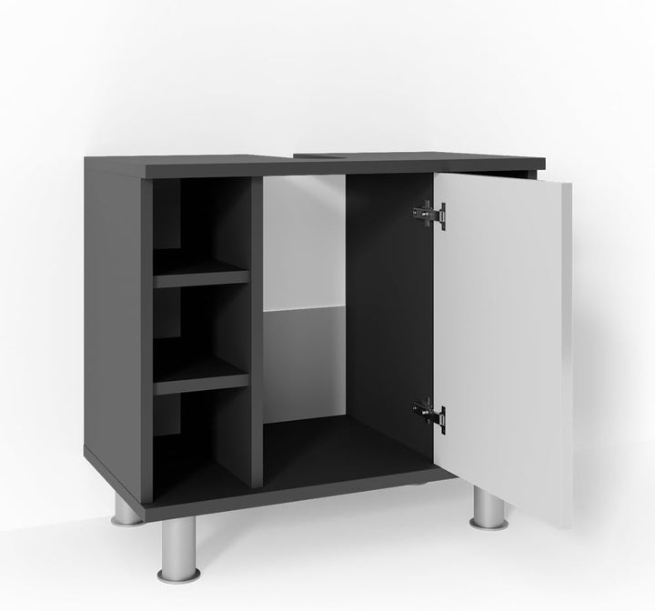 Vicco Waschbeckenunterschrank Fynn, Anthrazit/Weiss, 60 x 54 cm Anthrazit 60 x 54 cm, Anthrazit 60 x