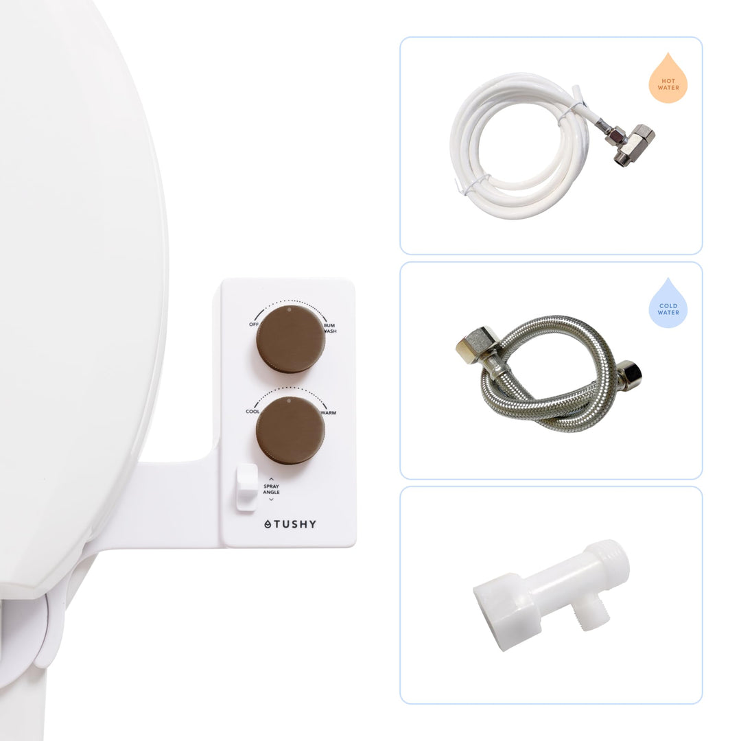 TUSHY Selbstreinigender Bidet-Aufsatz für kaltes bis warmes Wasser Einfache universelle DIY-Installa
