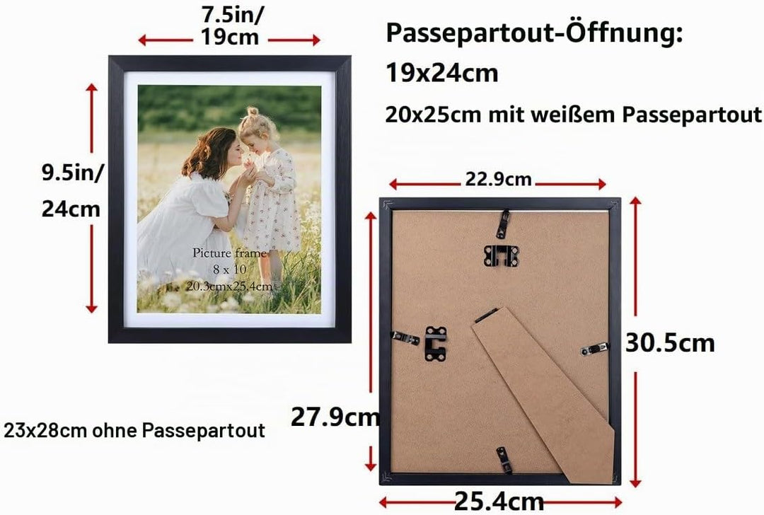 EYMPEU Bilderrahmen 20x25 CM 6er-Set, geeignet für 20x25 Bilder mit Passepartout oder 23x28 ohne Pas