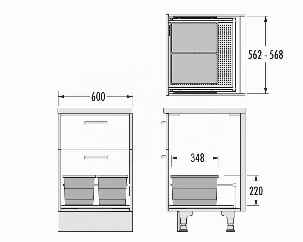 Hailo Abfallsammler 3301612 Einsatz | Allegro Abfalleimer 2fach flexiebel | Einbau Mülleimer passend